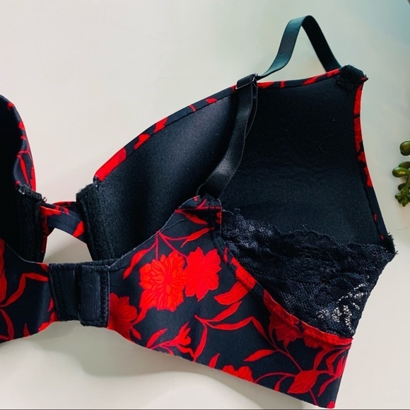 Adrienne Vittadini studio sexy lace red rose bra black 36C - Picture 4 of 7